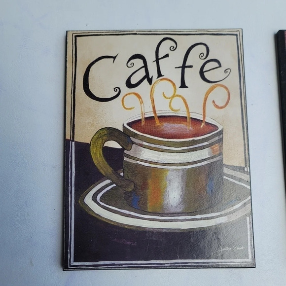 Caffee Bistro Wall Hanging Chef with tray of Goodies Wooden 8” x 6.5” - Picture 7 of 8